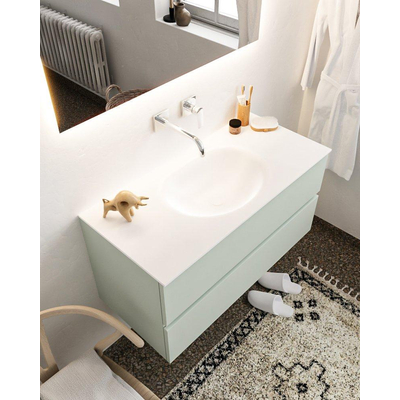 Mondiaz VICA ensemble de meuble de salle de bain - 100cm - meuble sous-vasque gris - 2 tiroirs - lavabo moon milieu - sans trou de robinet version XL 60cm de haut