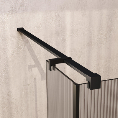 BRAUER Oblivion Inloopdouche - 100x200cm - 30cm zijwand - helder ribbel glas - glascoating - Mat Zwart