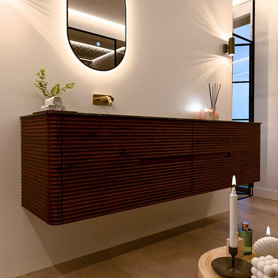 Mondiaz CIRO-DLUX Ensemble de meubles de salle de bains - 190x45x50cm - lavabo en solid surface Lava - 1 vasque à gauche - sans trous de robinet - 4 tiroirs - Ruby