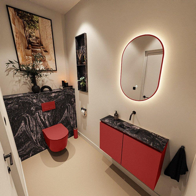 MONDIAZ TURE-DLUX 80cm toiletmeubel Fire. EDEN wastafel Lava positie midden. Zonder kraangat.