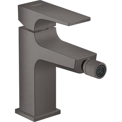 Hansgrohe Metropol 1-gats bidetkraan - 100 met push open waste - met voorsprong uitloop 12.9cm - hoogglans zwart chroom
