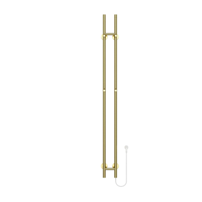 Belrad Rod staafhanddoekdroger - 150x16,8x12,7 cm - elektrisch - dubbel - 120w - 2,5cm - geborsteld goud