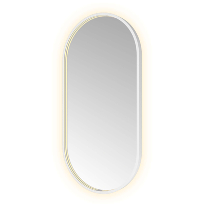Hotbath &MORE Spiegel Oval - 50x100cm - direct en indirect LED - spiegelverwarming - dimbaar - met afstandsbediening - mat wit