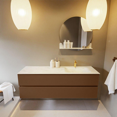 Mondiaz VICA-DLUX Ensemble de meuble de salle de bain - 150cm - meuble sous-vasque repos - 2 tiroirs - lavabo encastrée cloud droite - 1 trou de robinet - version haute de 60cm - opalo