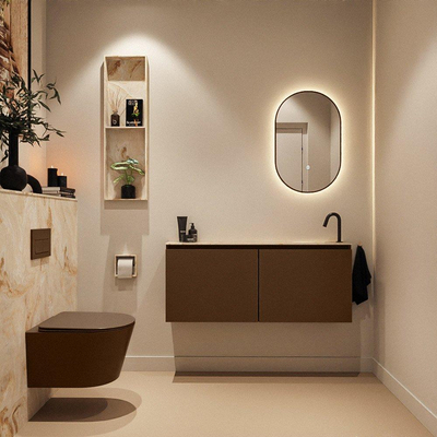 MONDIAZ TURE-DLUX Meuble toilette - 120cm - Rust - EDEN - vasque Frappe - position droite - 1 trou de robinet