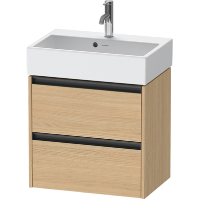 Duravit Ketho 2 Meuble sous-lavabo - 2 tiroirs - 58.4x39x54.9cm - poignées anthracite - chêne naturel mat