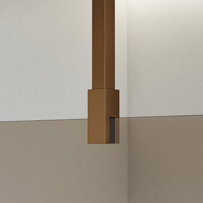FugaFlow Eccelente Douche à l'italienne en verre - 180x200cm - verre fumé - bras de plafond - cuivre brossé PVD (Cuivre)