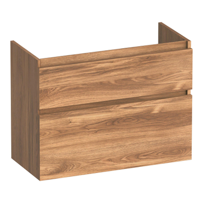 BRAUER Delight wastafelonderkast ondiep - 80x39x60cm - 2 softclose lades - greeploos - 1 sifon uitsparing - Honey OUTLETSTORE