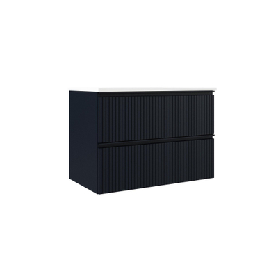 Saniclass Prime Blend Meuble sous lavabo - 80x55x45.9cm - 2 tiroirs - poignée intégrée - MDF - bleu marine mat