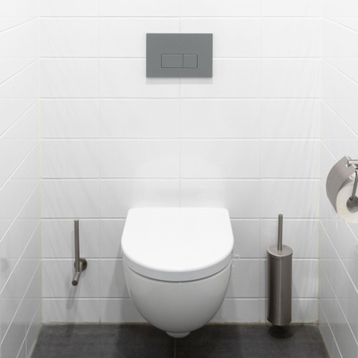 QeramiQ Push Plaque de commande - pour réservoir encastré Geberit UP320 - double chasse - boutons rectangulaires - plastique gris clair