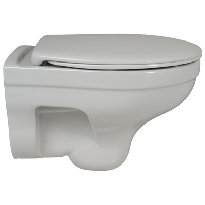 Plieger Basic Toiletset Rimfree - réservoir encastré UP320 - WC suspendu - sans rebord - abattant - softclose - plaque de commande blanche - boutons ronds - blanc