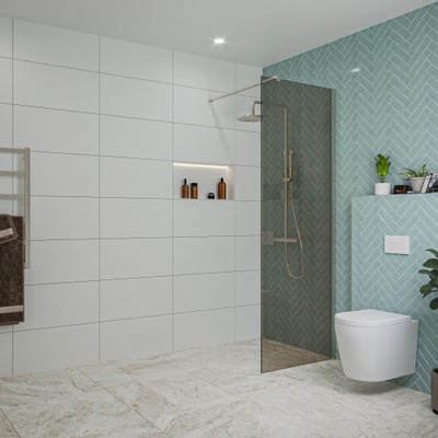 FugaFlow Eccelente Vetro inloopdouche badkamer - 70x200cm - rookglas - wandarm - geborsteld RVS