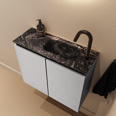 MONDIAZ TURE-DLUX Meuble toilette - 60cm - Plata - EDEN - vasque Lava - position droite - 1 trou de robinet