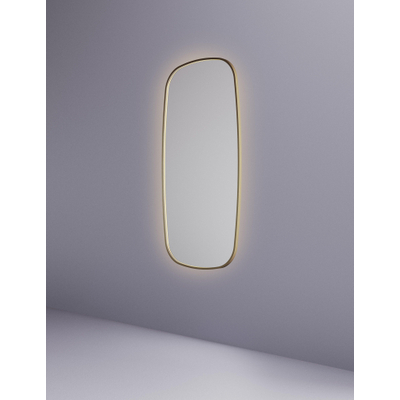 Hotbath &MORE Spiegel in aluminium frame / contour - 50x100cm - inclusief direct & indirect LED - spiegelverwarming - color changing - dimbaar - dottless - met afstandsbediening - PVD - geborsteld messing goud