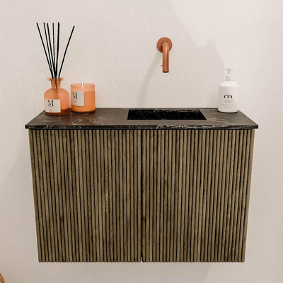 Mondiaz JOYA-DLUX 60cm toiletmeubel - kleur Dusk - Wastafel FAYE positie Rechts Zonder kraangat kleur Lava.