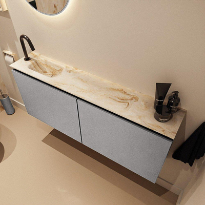 MONDIAZ TURE-DLUX Meuble de toilettes 120 cm Plata. Lavabo EDEN Frappe position gauche. Avec 1 trou de robinet.