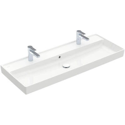 Villeroy & Boch Collaro lavabo à poser sur meuble - 120x47cm - avec trop-plein 2 trous de robinet blanc