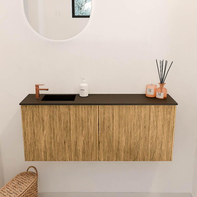 Mondiaz JOYA 100cm toiletmeubel - kleur Oak - Wastafel FAYE positie Links 1 kraangat kleur Urban.