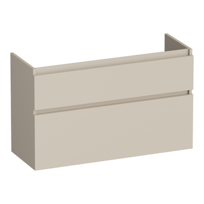 BRAUER Delight wastafelonderkast ondiep - 100x39x60cm - 2 softclose lades - greeploos - 1 sifon uitsparing - mat beige