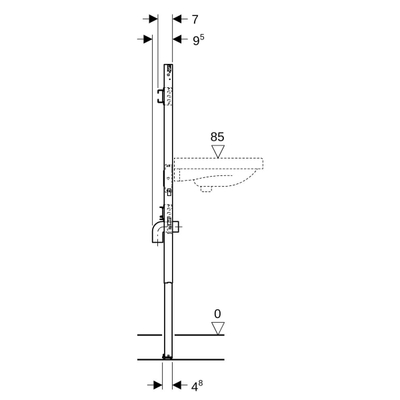 Geberit Duofix lavabo H130cm robinet mural