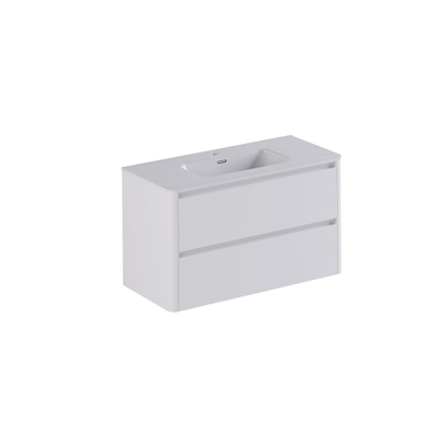 Thebalux Sunny Badmeubelset - 102x46x57cm - wastafel - keramiek - 1 kraangat - glans wit - onderkast - 2 lades - greeploos - houtfineer - Ibiza White (wit)