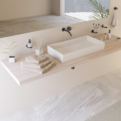 Ideavit Solidjoy Lavabo à poser 75x37.5x11cm rectangulaire sans trou pour robinetterie 1 vasque Solid surface blanc