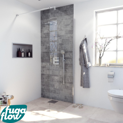 FugaFlow Efficiente Vetro douche à l'italienne salle de bain - 140x200cm - verre clair - chrome