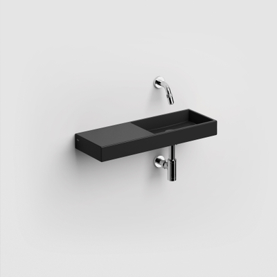 Clou Mini Wash Me fontein 56x19cm zonder kraangat links Keramiek Zwart mat