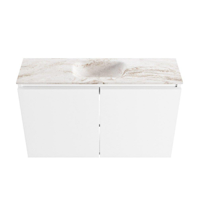 MONDIAZ TURE-DLUX Meuble WC 80cm Talc. EDEN lavabo Frappe position milieu. Sans trou de robinet.