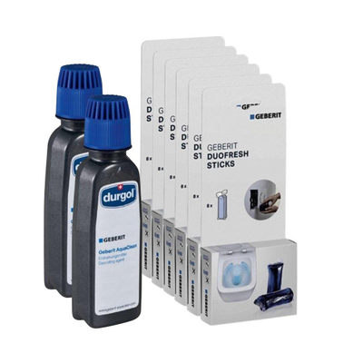 Geberit Pack Avantage comprenant DuoFresh Sticks 48 pièces & 2 bouteilles Aquaclean détartrant