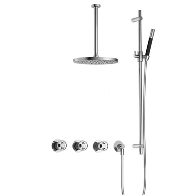 Hotbath Cobber @Work Regendoucheset - inbouw - 30cm plafondarm - 30cm ronde hoofddouche - staafhanddouche - glijstang - chroom