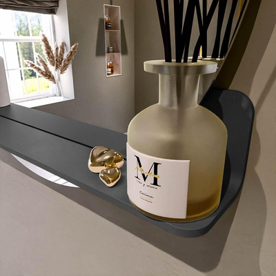 Miroir de salle de bain Mondiaz SPOT - rond 80cm - plan de miroir - couleur Gris Foncé