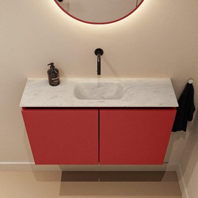 MONDIAZ TURE-DLUX 80cm toiletmeubel Fire. EDEN wastafel Opalo positie midden. Zonder kraangat.