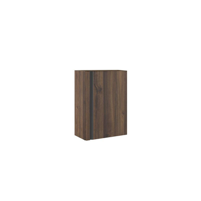 FugaFlow Eccelente Arredo Ensemble meuble WC - 40x65cm - 1 porte - 1 trou de robinet - droit - lave-mains pierre naturelle foncé - noyer
