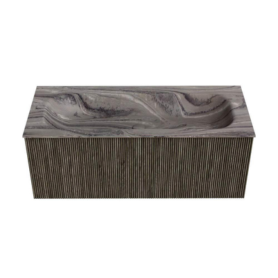 MONDIAZ KURVE-DLUX Meuble de salle de bains 110cm couleur Shadow avec 1 tiroir et 0 porte. Lavabo BIG MEDIUM Central sans trou de robinet Sombra.