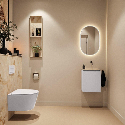 MONDIAZ TURE-DLUX Meuble toilette - 40cm - Cale - EDEN - vasque Frappe - position droite - sans trou de robinet