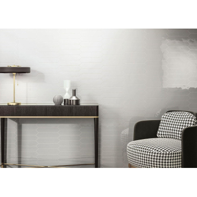 Terravito Ulvara carreau mural - 6.5x33.2cm - 8mm - hexagone - blanc brillant