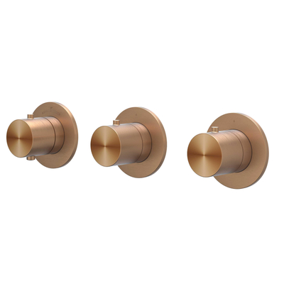 IVY Concord Ensemble de douche de pluie - encastré - symmetry - 2 robinets d’arrêt - bras de douche mural 40 cm - pomme de douche principale medium 30 cm - support avec sortie - flexible de douche 150 cm - douchette à main en forme de barre - RVS316 - cuivre brossé mat PVD