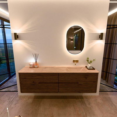 Mondiaz CIRO-DLUX Badkamermeubelset - 180x45x50cm - Solid surface wastafel Arena - 1 wasbak Rechts - zonder kraangaten - 4 lades - Dusk