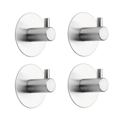 Tiger Rhino Hakenset - rond - 4 stuks - zelfklevend - RVS geborsteld