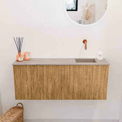 Mondiaz JOYA-DLUX 100cm toiletmeubel - kleur Oak - Wastafel FAYE positie Rechts Zonder kraangat kleur Saba.