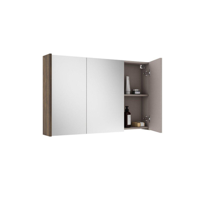 Saniclass Prime Armoire miroir - 100x63x16cm - incluant panneaux latéraux - noyer (bois)