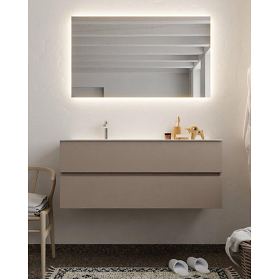 Mondiaz VICA Ensemble de meuble de salle de bain - 120cm - meuble sous-vasque fumée - 2 tiroirs - lavabo nuage gauche - 1 trou de robinet - version XL 60cm haut