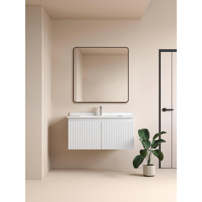 Saniclass Retro Line miroir – carré – 100 x 100 cm – Noir mat