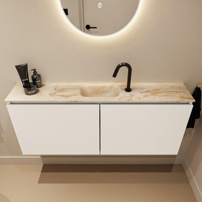 MONDIAZ TURE-DLUX meuble WC 120cm Talc. EDEN lavabo Frappe position milieu. Avec 1 trou de robinet.