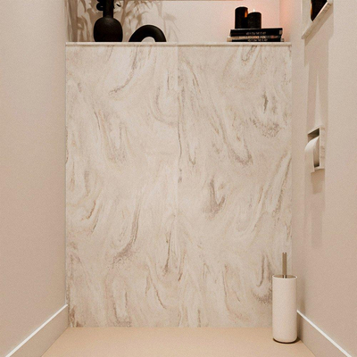 MONDIAZ HOPE Toiletplaat Set - solid surface achterwand - 100x125cm - Planchet 100x23cm - niet voorgeboord - Ostra