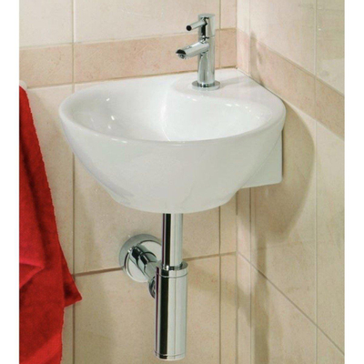 Wiesbaden Porta hoekfontein 35 x 35 x 14,5 cm glans wit