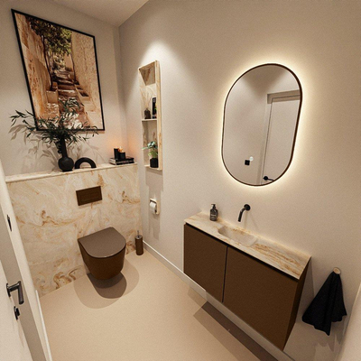 MONDIAZ TURE-DLUX 80cm toiletmeubel Rust. EDEN wastafel Frappe positie midden. Zonder kraangat.