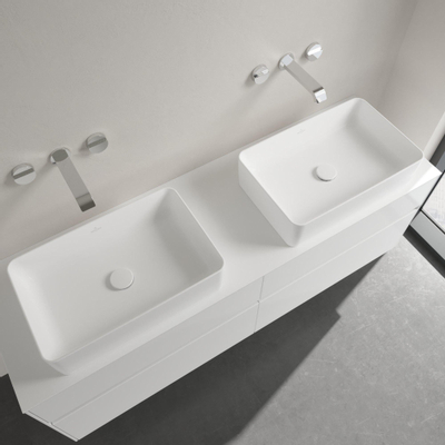 Villeroy & Boch Collaro opzetwastafel rechthoekig - 56x36cm - zonder overloop - zonder kraangat CeramicPlus - Stone White (mat wit)