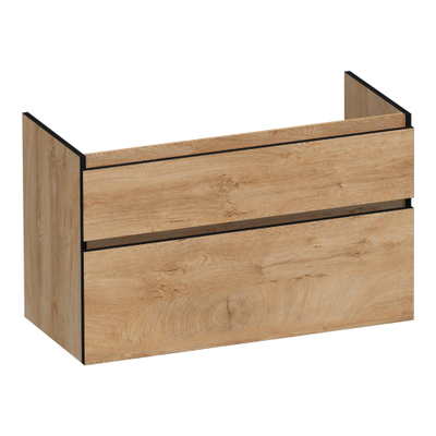 BRAUER Delight Edge meuble de salle de bains sous-lavabo 100 2 tiroirs softclose - sans poignée - 1 découpe pour siphon - Forest Tan